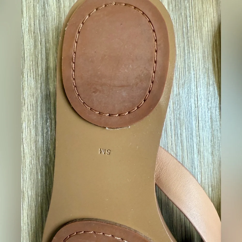 Tory Burch Manon Natural Vachetta Leather Thong Flip Flop Sandal Size 5 SN 53653